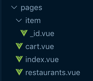directory view for a dynamic page in a nuxt site