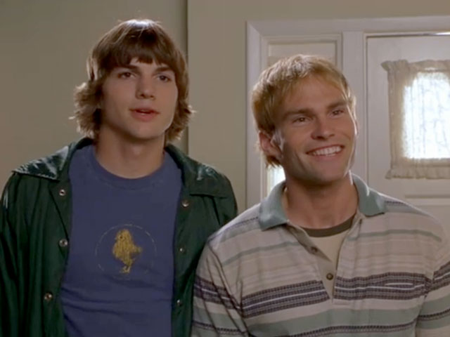 Ashton Kutcher and Sean William Scott looking like they want to play drinking games in Dude, Wheres My Car?