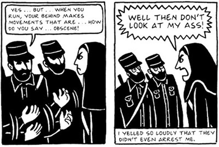 black-and-white comics panels from persepolis