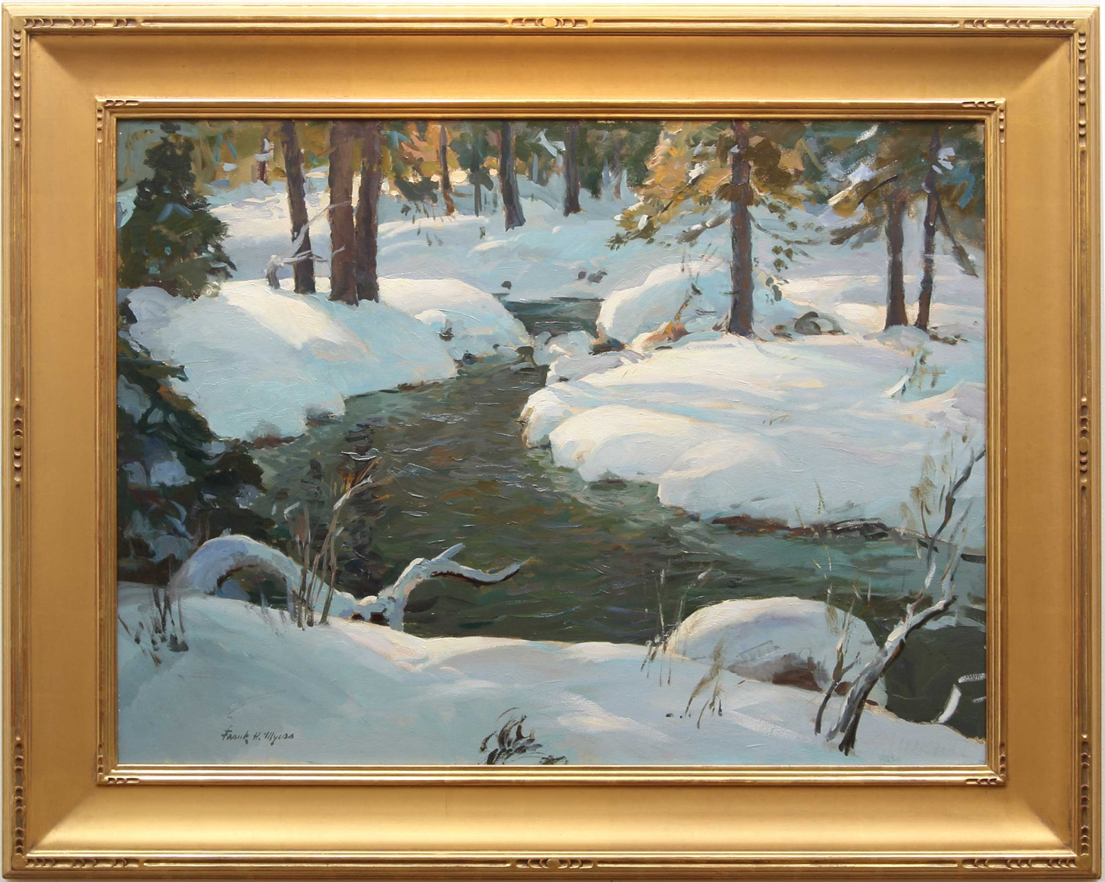 Frank Harmon Myers Painting - Winter Stream - 19th Century American ...