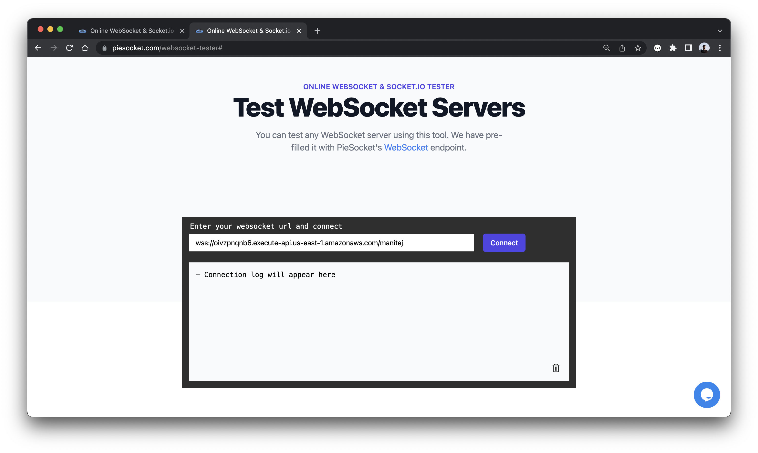Connect to serverless WebSocket API again