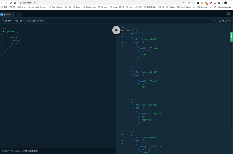 GraphQL playground
