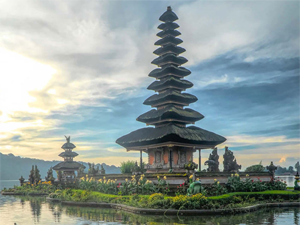 Ulan Danu Temple on Beratan lake in central Bali.