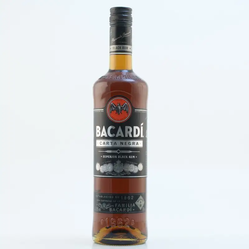 Image of the front of the bottle of the rum Bacardi Black