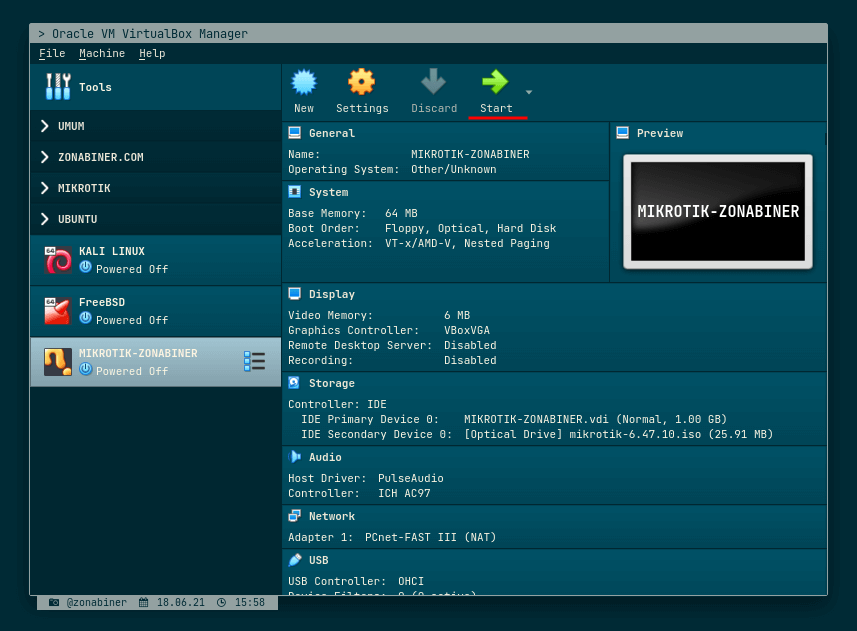 Start The Virtual Machine