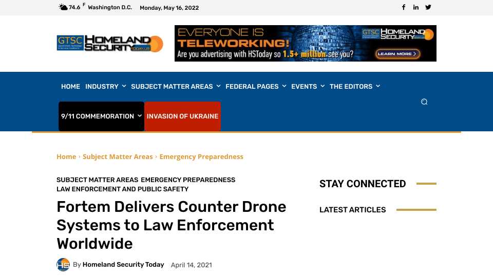 Fortem Delivers Counter Drone Systems to Law Enforcement Worldwide