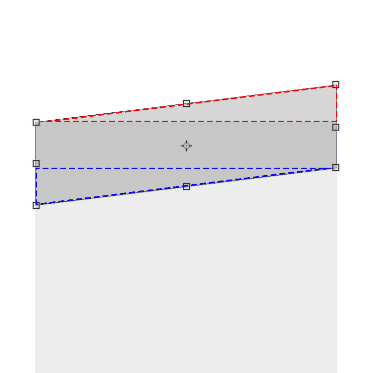 The right-angled triangles, on the top and the bottom of the skewed rectangle