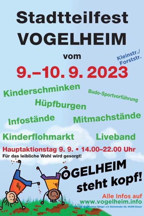 Plakat Stadtteilfest Vogelheim 2023 – 09.09.2023–10.09.2023