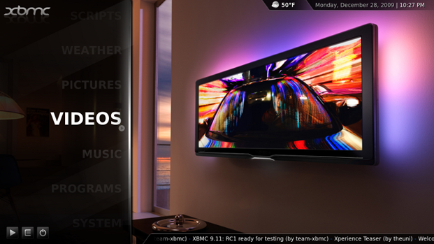 XBMC Main Screen XBMC Main screen