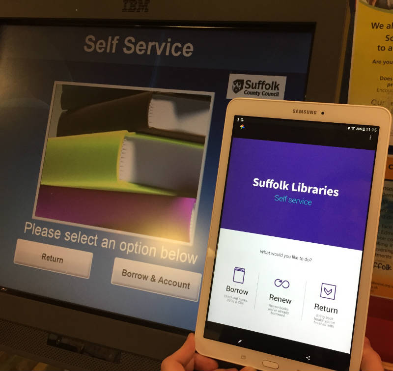 A prototype self-service app on a tablet