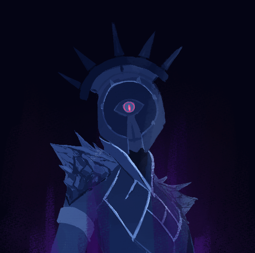 Warlock with a spiky helmet looking down at the viewer.