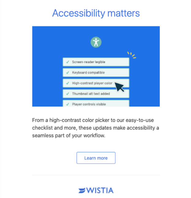A simple product update from Wistia