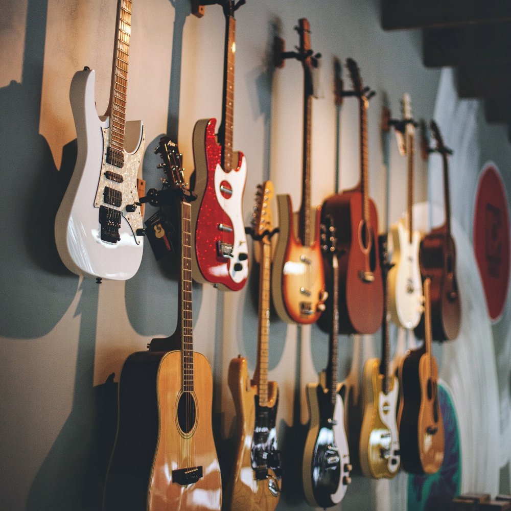 Wall of guitars at Brothers Music