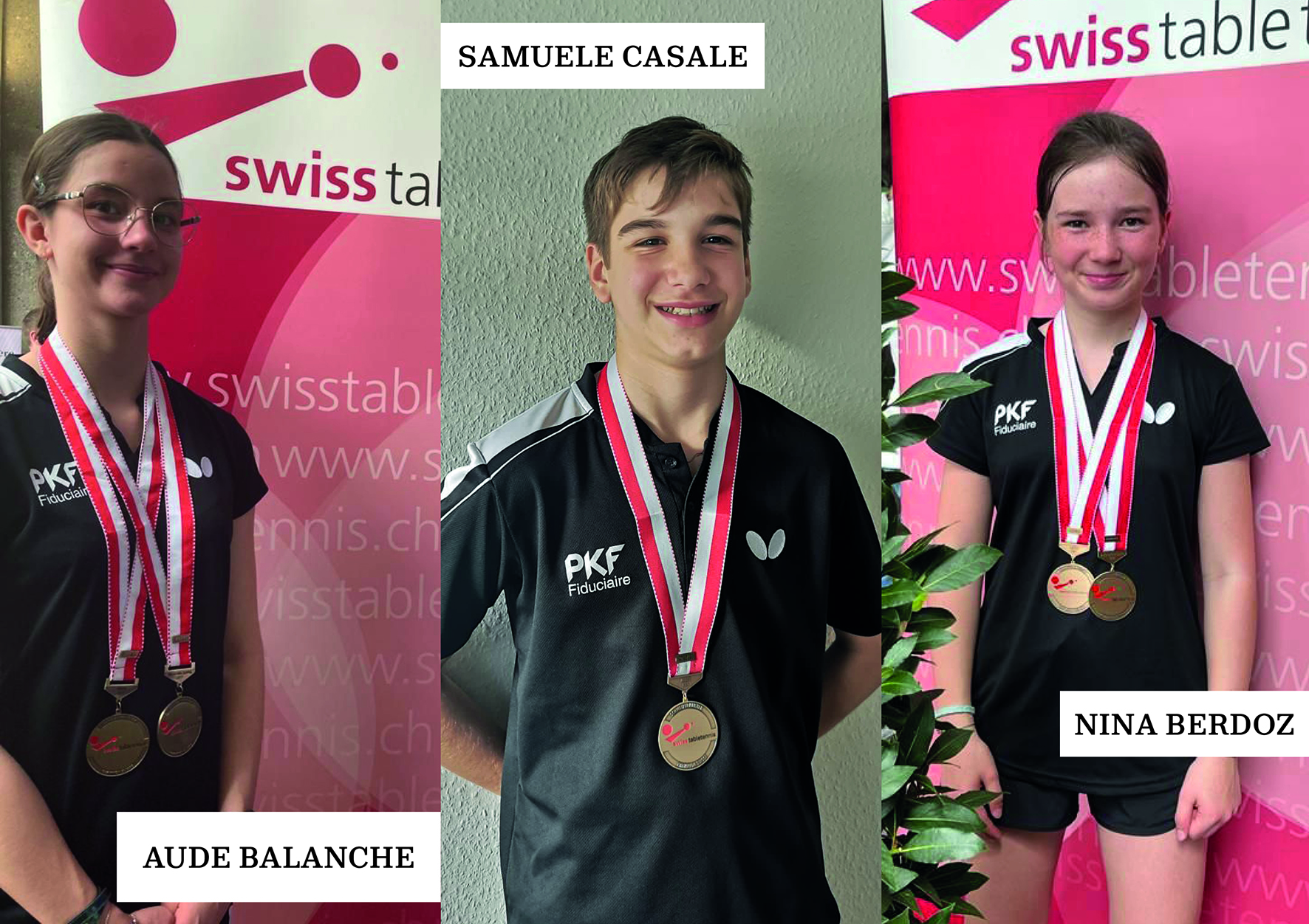 Championnats suisses jeunesse 2023 :  5 médailles pour le Club de Tennis de Table de Puplinge