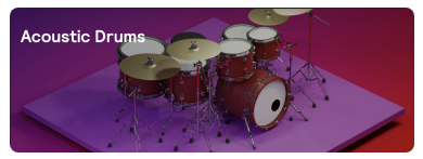 A screenshot of the Acoustic Drums sound pack tile in the library
