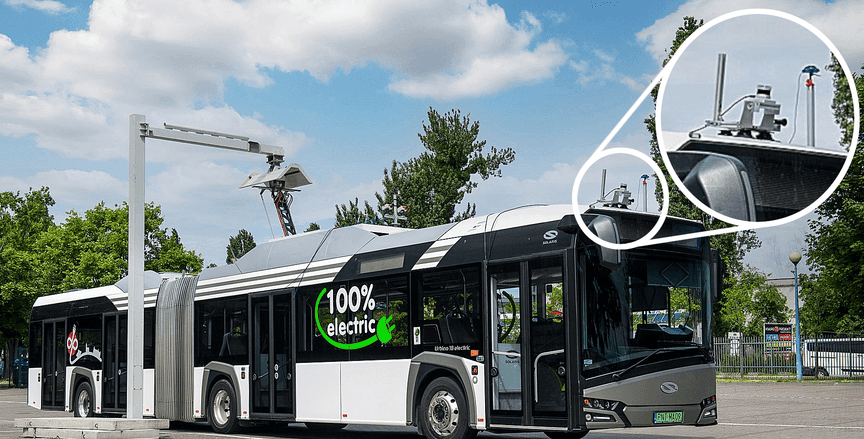 articulating bus with Ouster OS1-128 mounted on top