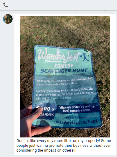 Text conversation of my sister showing me a flyer that showed up on her lawn