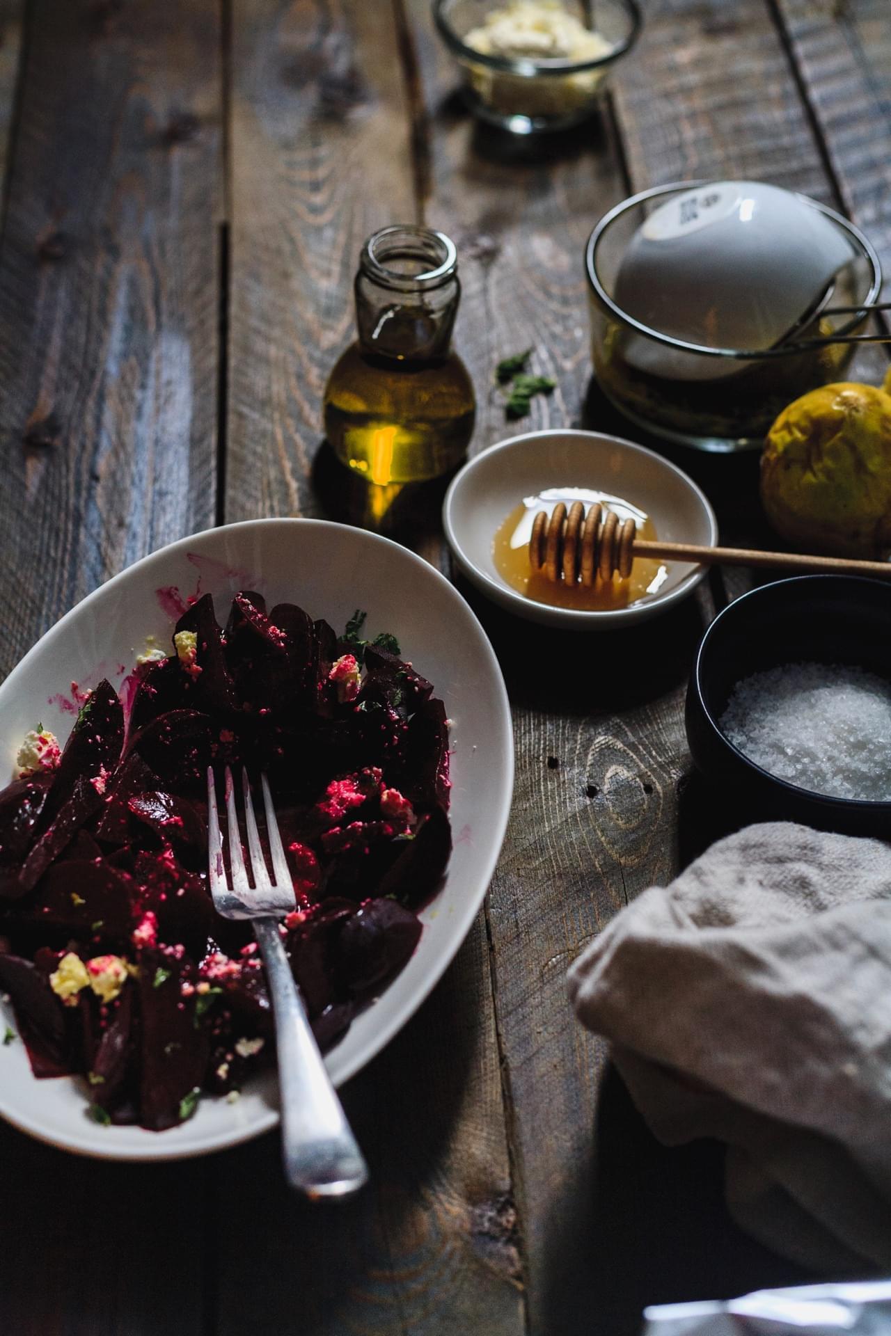Beet salad with passionfruit dressing