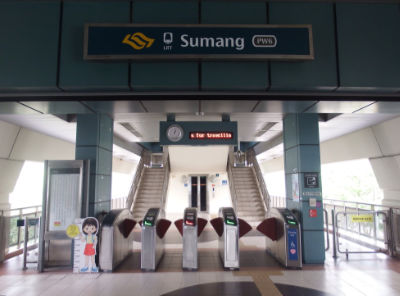 Gantries at an empty Sumang LRT Station.