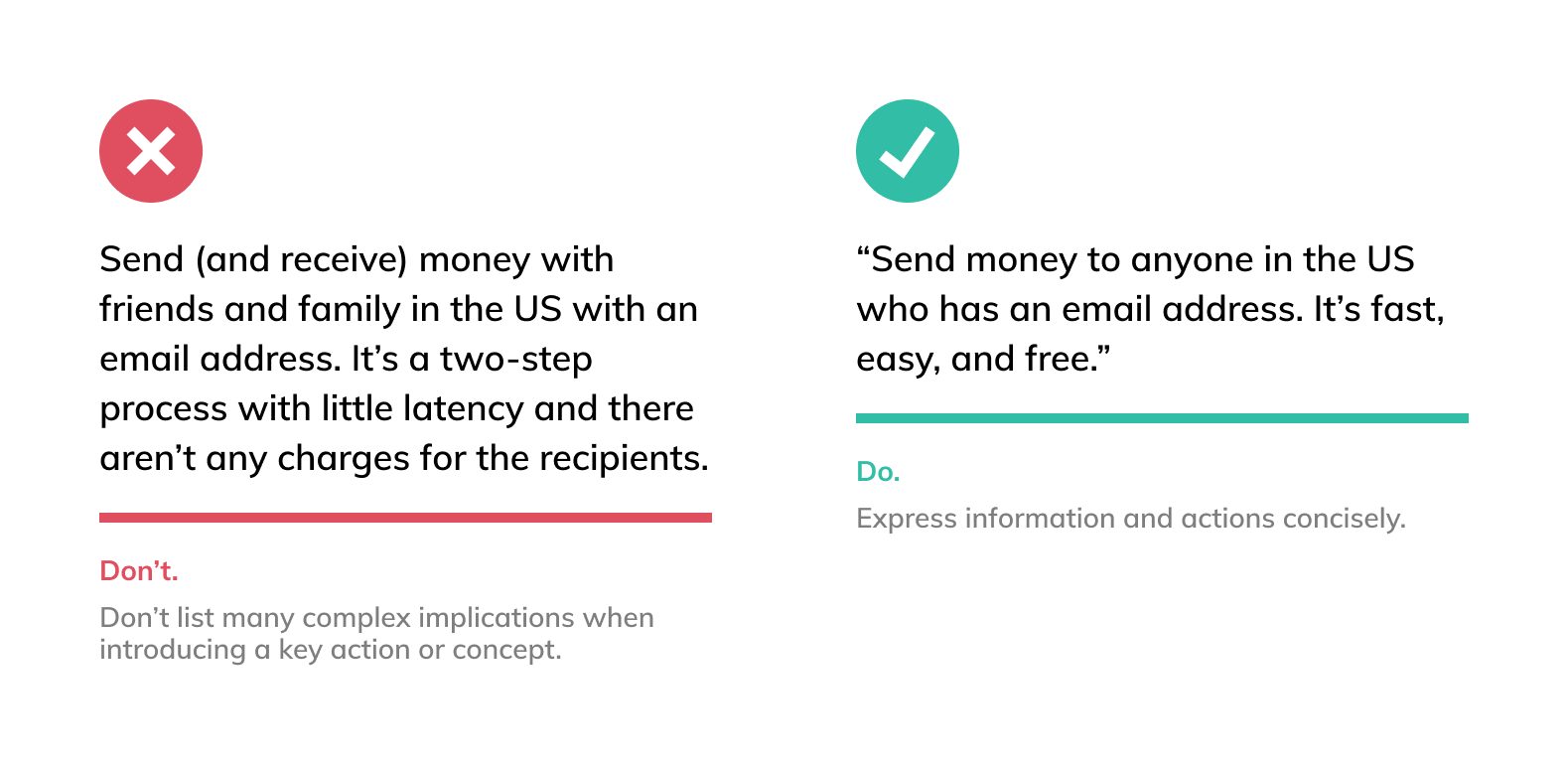 Think of Scannability Two different expressions examples: complicated and straightforward.