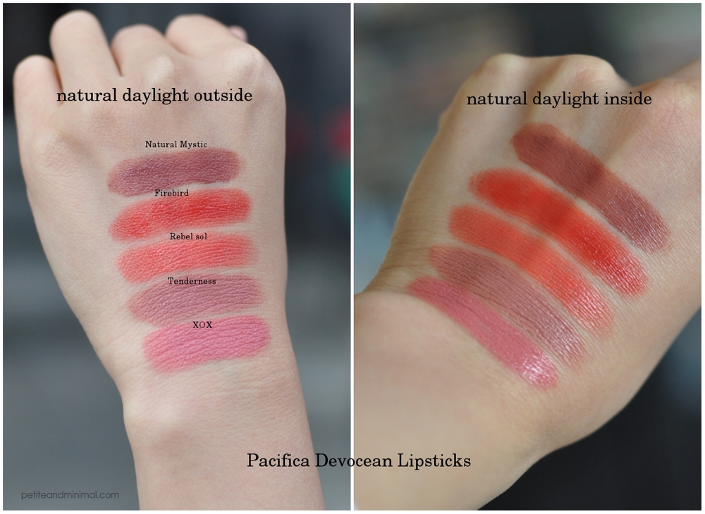Pacifica Devocean Lipsticks Swatches