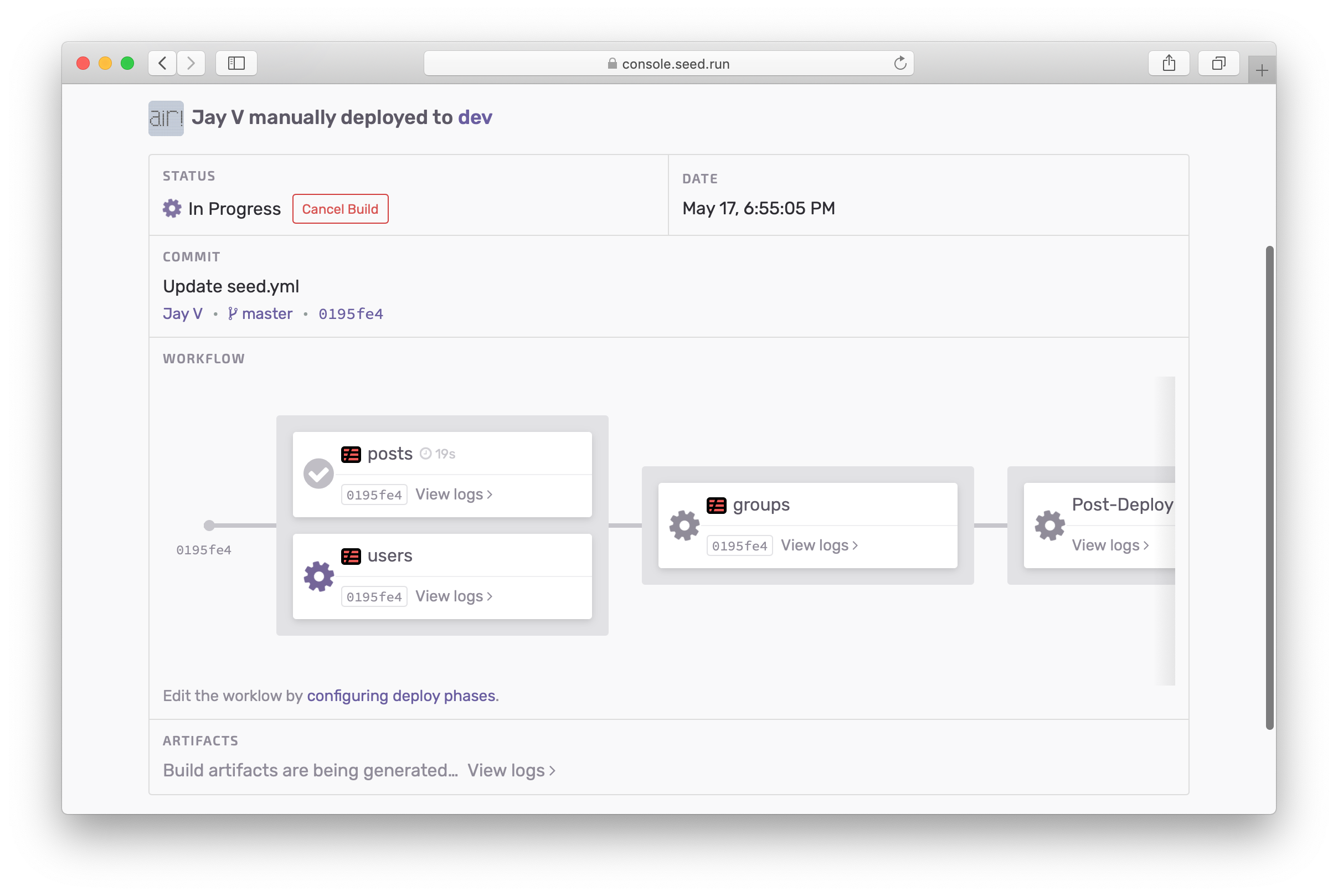 Post-Deploy Phase in Deployment workflow