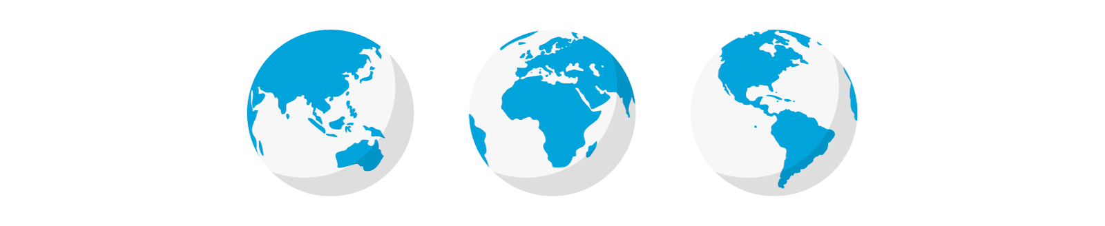 Illustration of three globes showing the world