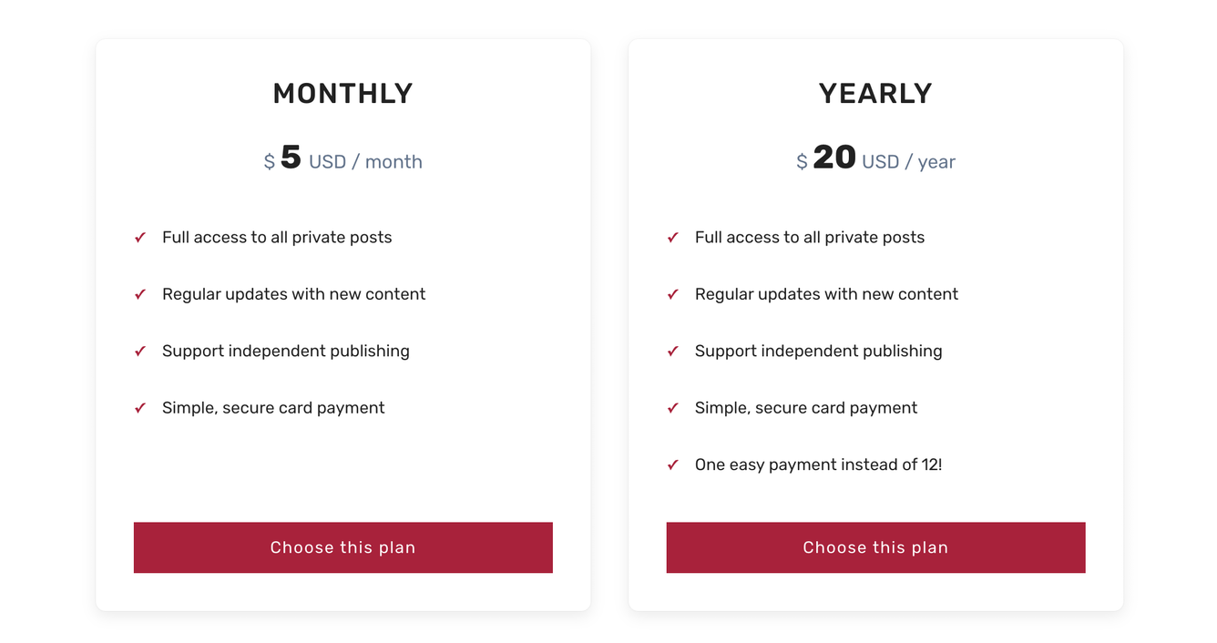 Subscription plans in nubia