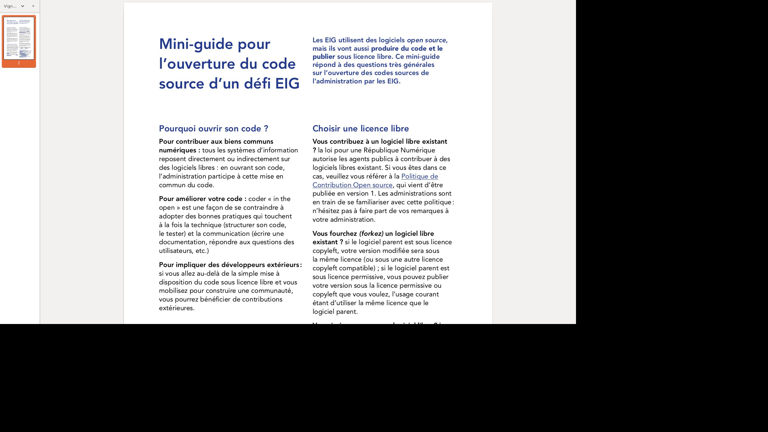 Guide pour l’ouverture des codes sources