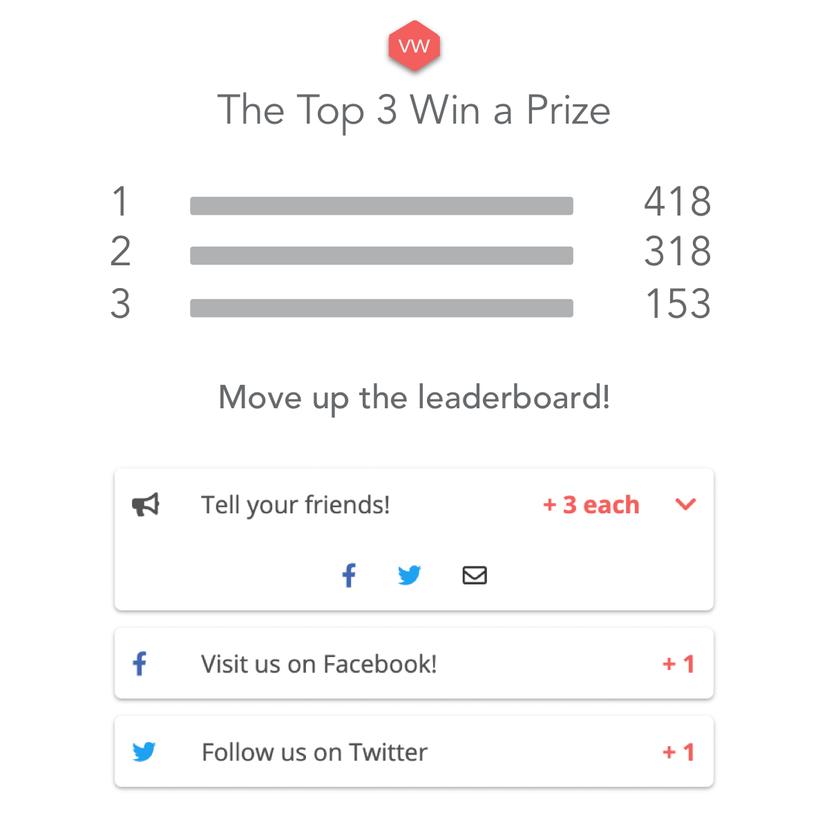 Top three win a prize and move up