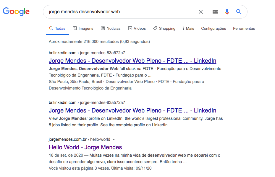 Primeiro Lugar no Google