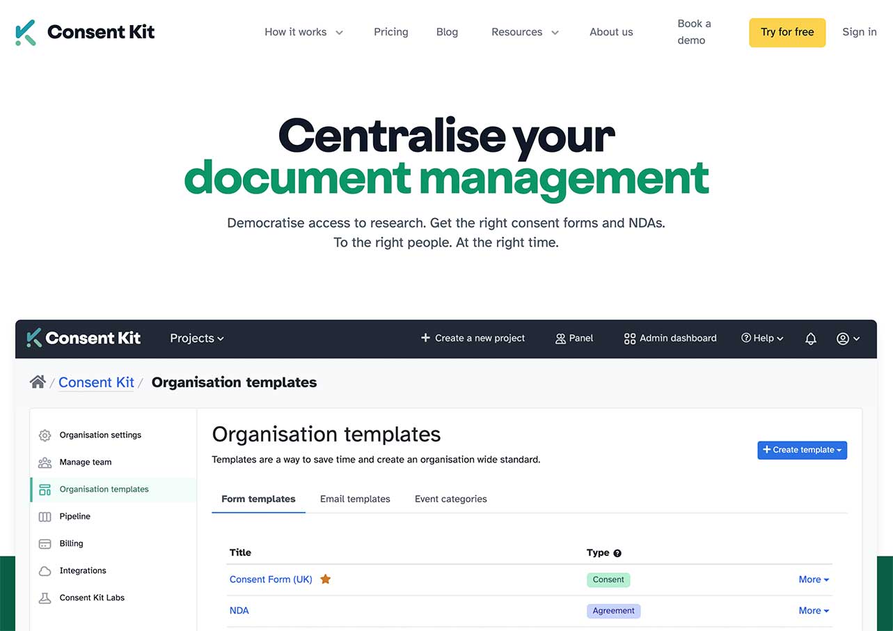 Document management with Consent Kit