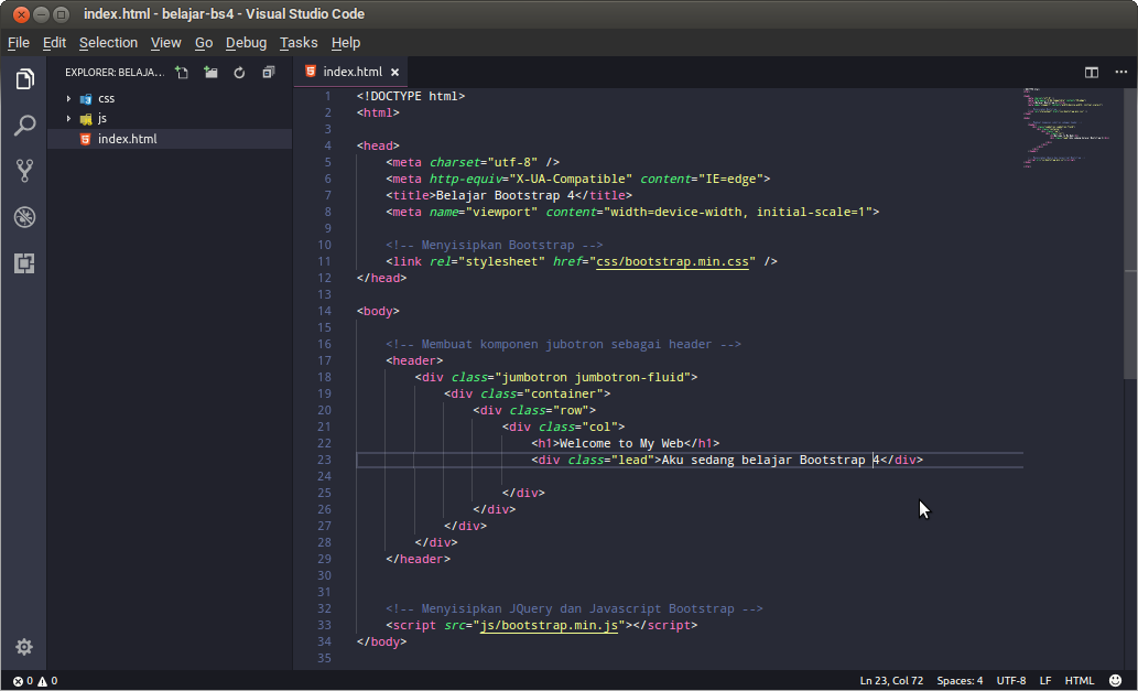 Project Bootstrap di VS Code