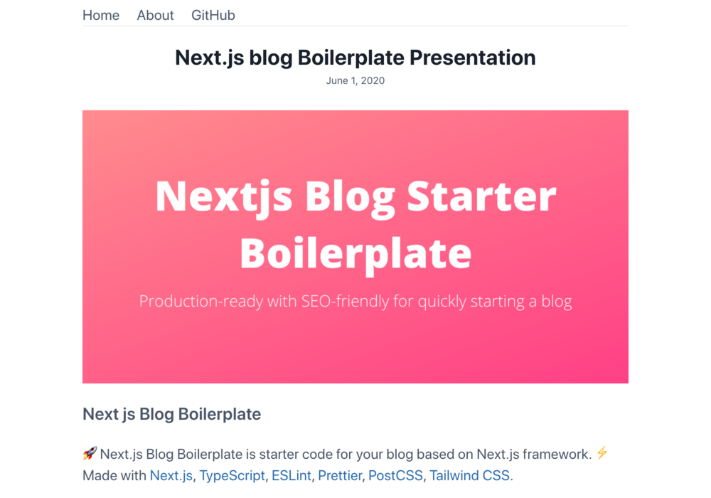 Screenshot of a page created with 