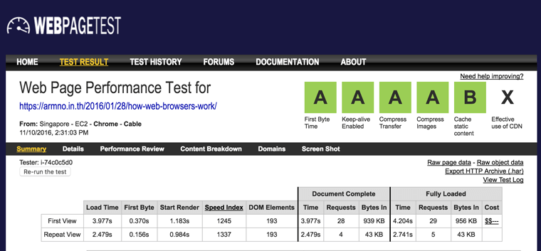 ผลจาก PageSpeed Insights หลัง optimize