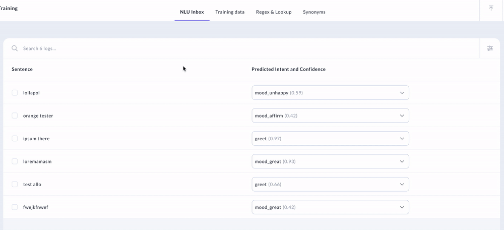 Rasa X NLU Train Annotate Screenshot