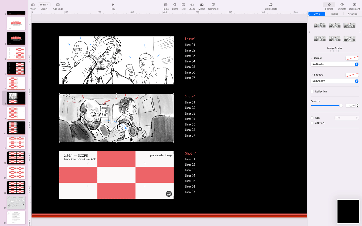Apple Keynote Storyboard Theme for scope Avenir Light 10pt Templates