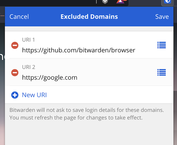 Excluded Domains Configuration