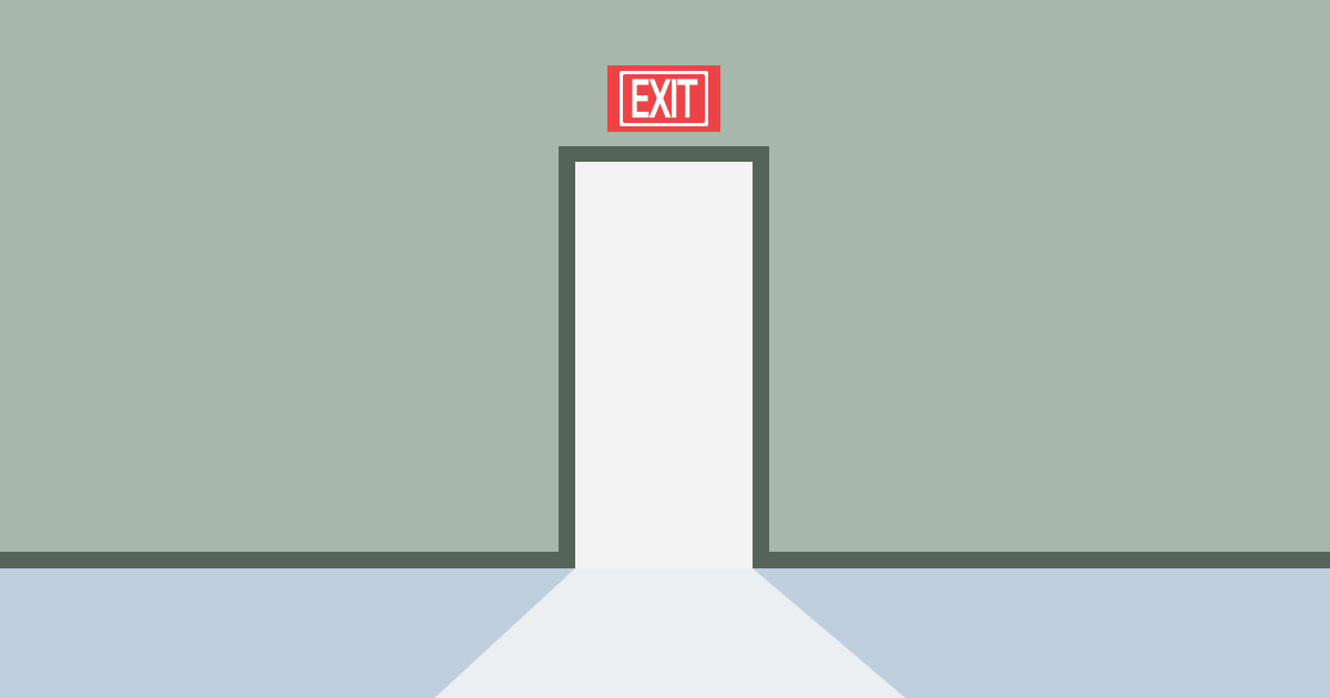 exit sign over open door