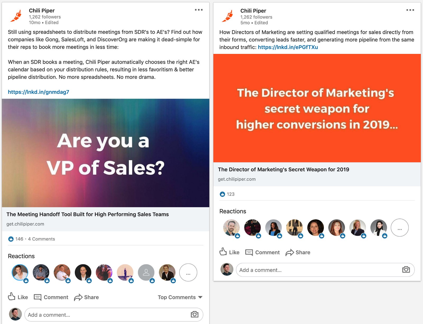 Old Chili Piper LinkedIn ads that worked when first starting the channel.