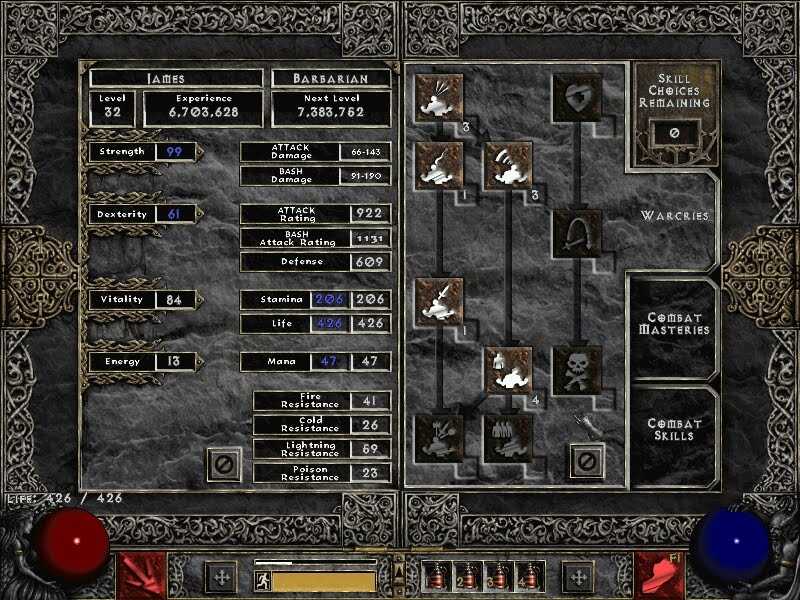 The Diablo 2 skill tree