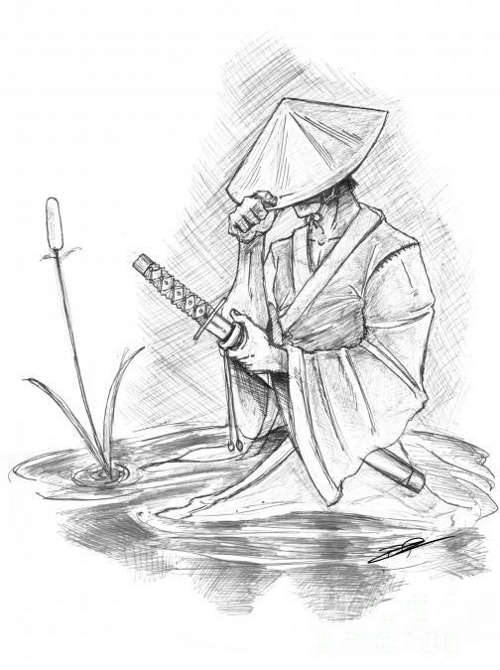 Samurai in Hat Sketch