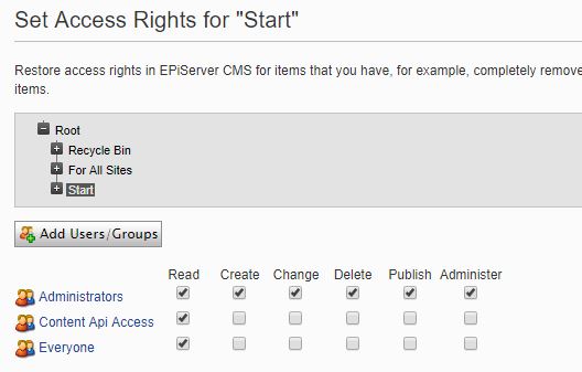 Check the "Read" permission checkbox on the "Content Api Access" role in the "Set Access Rights" UI in Admin mode and click Save