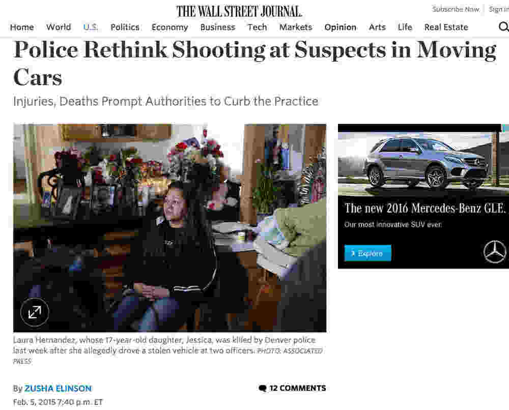 Why police should be prohibited from shooting at moving vehicles