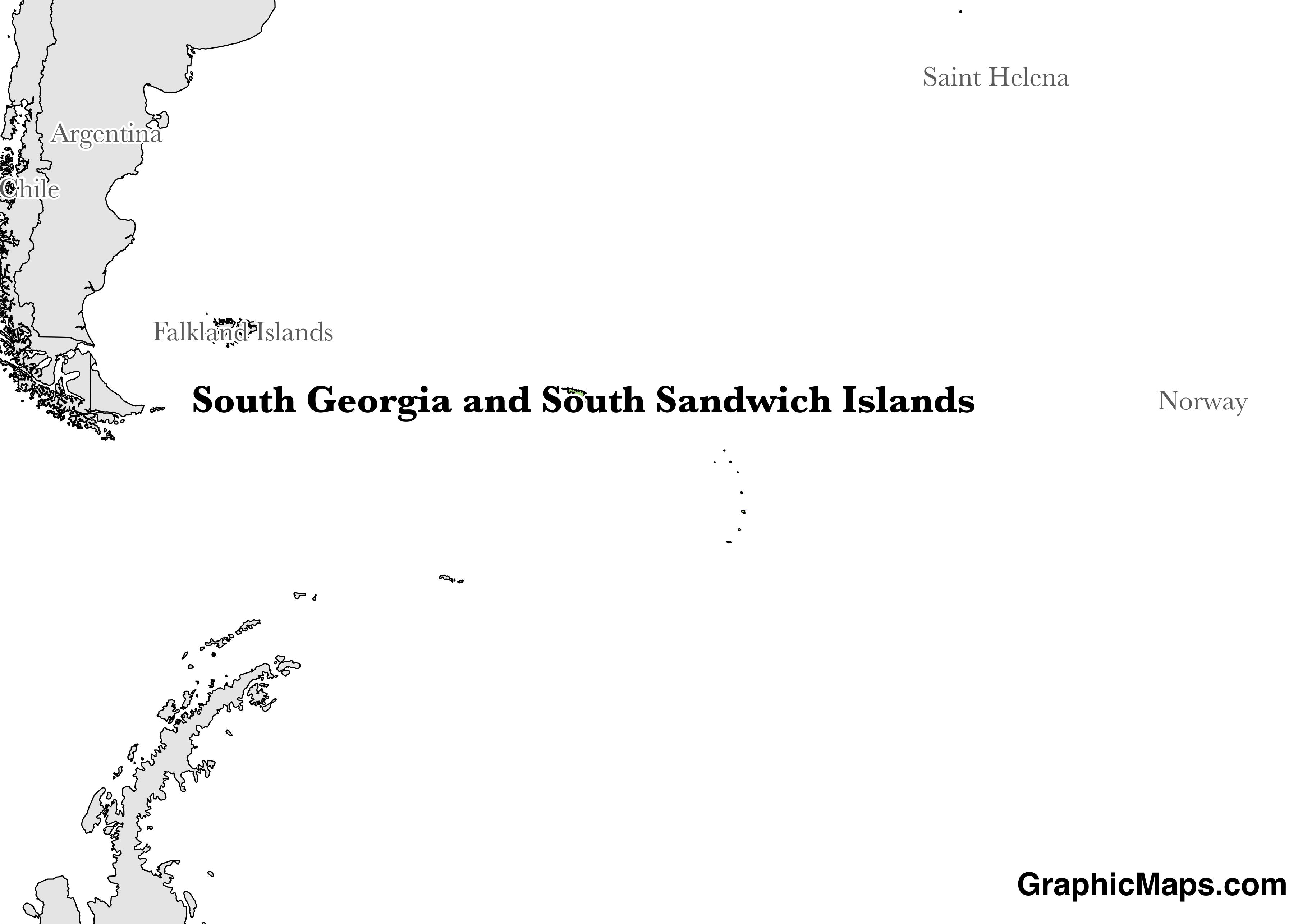 Map showing the location of South Georgia and the South Sandwich Islands