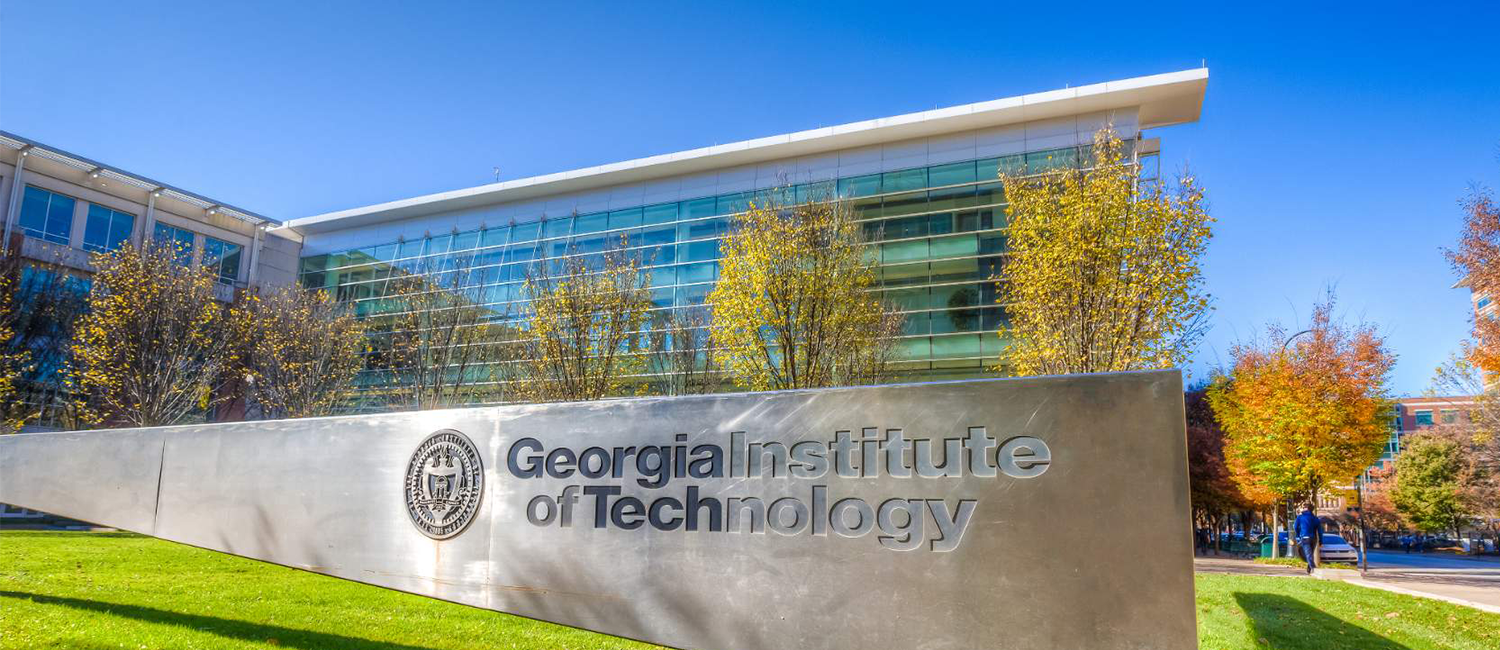 Up close image of the Georgia Tech sign on a campus