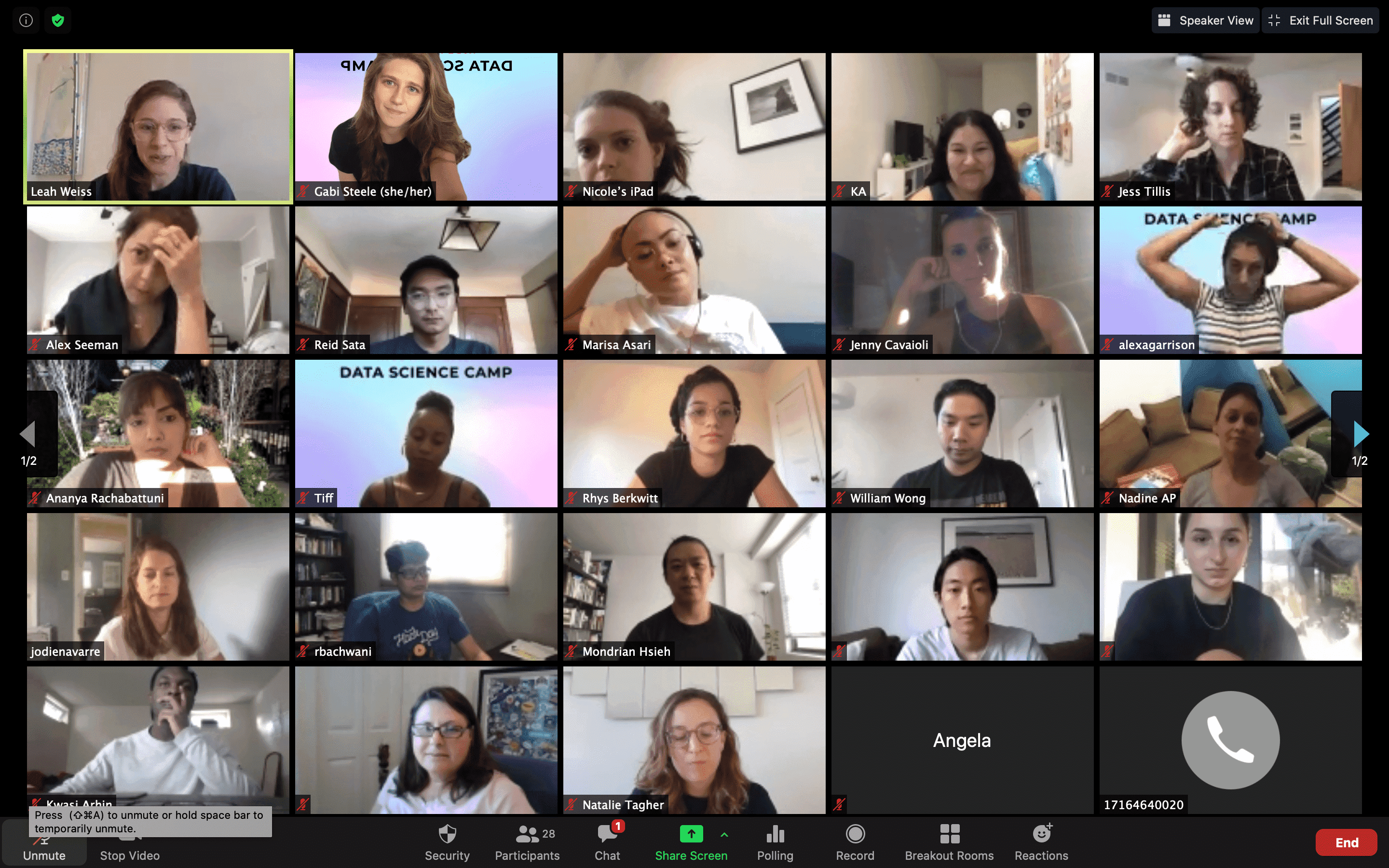 Screenshot of Data Culture Kode with Klossy Zoom call, grid of 25 people