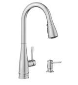 image MOEN Birchfield Single-Handle Pull-Down Sprayer Kitchen Faucet with Refle and PowerBoost in Spot Resist S