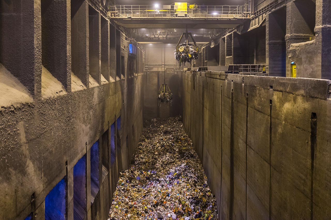 Photo of refuse bunker in incineration plant