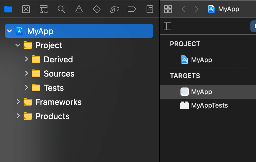 Home files and targets do not show up in the Xcode project.